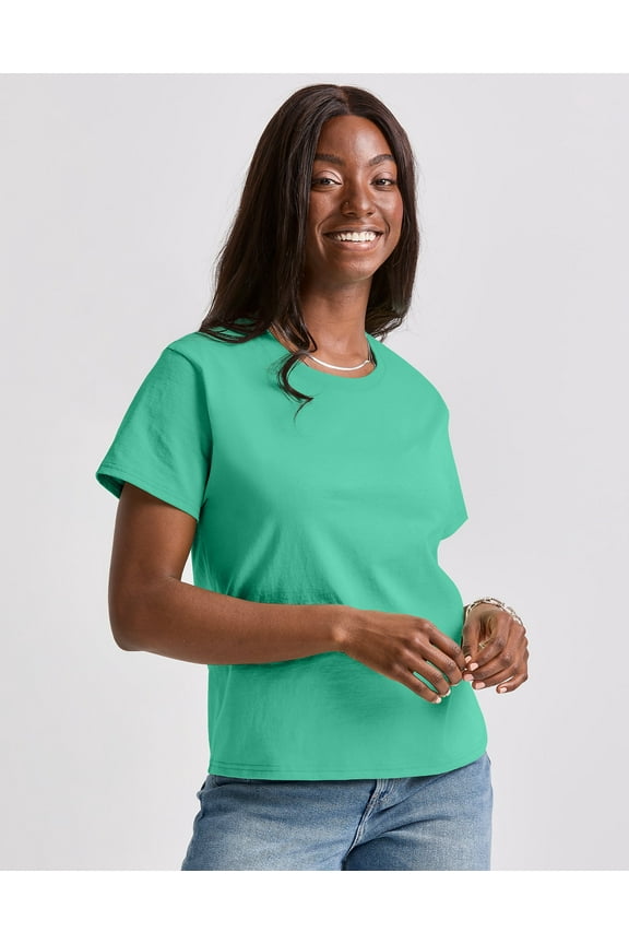 T-Shirt Short Sleeve Tee Essentials Womens Midweight Crewneck 100% Cotton