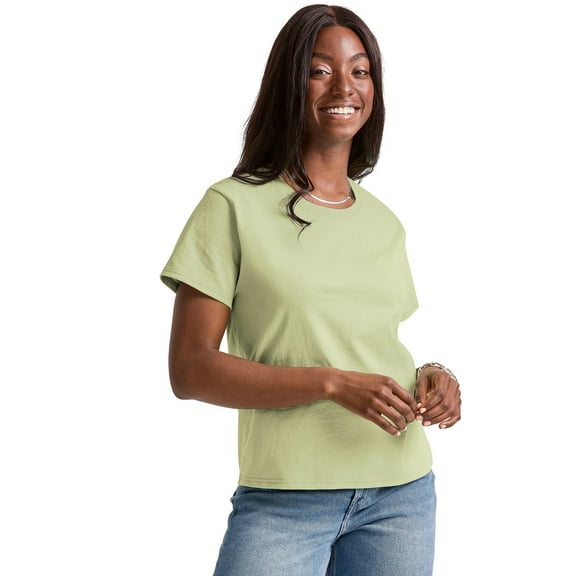 Hanes T-Shirt Short Sleeve Tee Essentials Womens Midweight Crewneck 100% Cotton