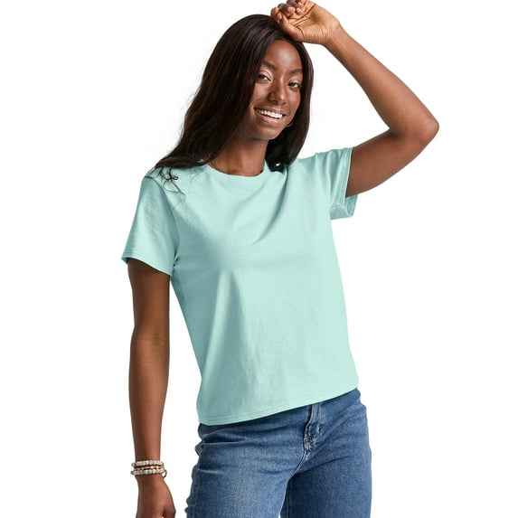 Hanes T-Shirt Short Sleeve Tee Essentials Womens Midweight Crewneck 100% Cotton