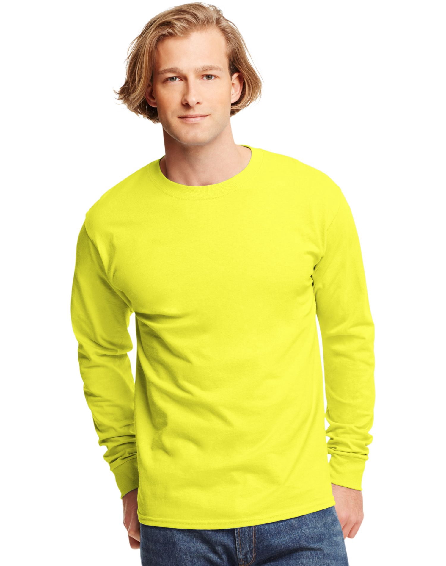 Hanes TAGLESS Men's T-Shirt - Classic Fit, Preshrunk Cotton, XL, Bright Rose Color - View #4