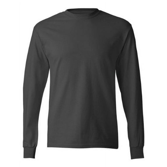 Hanes TAGLESS® Men`s Long-Sleeve T-Shirt - Best-Seller! (Pack of 2) 2 Smoke Gray