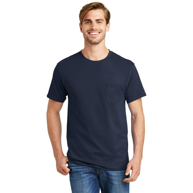 Hanes Tagless 100% Cotton T-Shirt with Pocket - Walmart.com