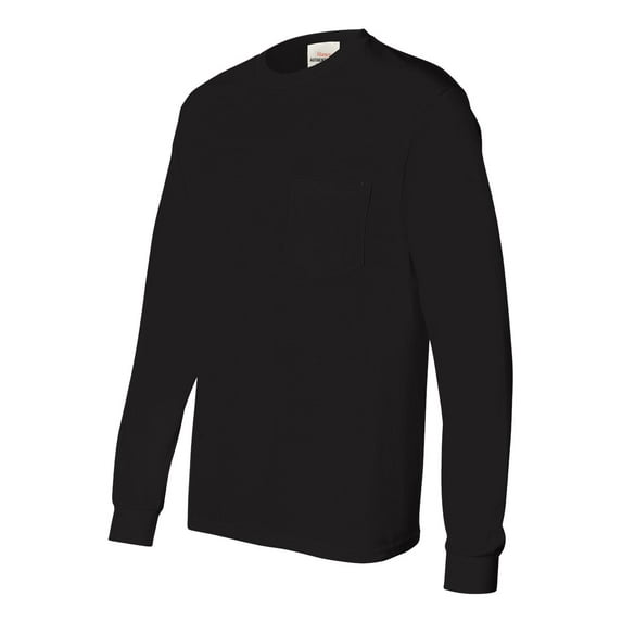 Hanes - Tagless Long Sleeve T-Shirt with a Pocket