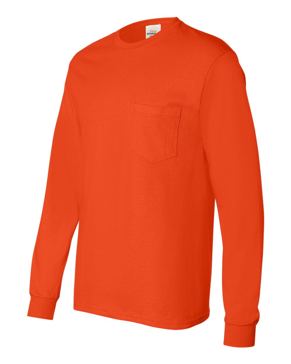 Hanes Men's Tagless Long Sleeve Pocket T-Shirt - 100% Cotton, Light Blue, Medium - View #6