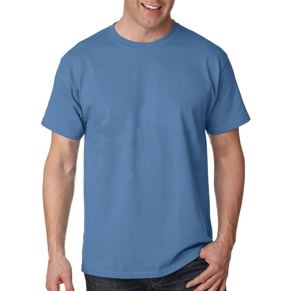 Hanes Men's Tagless 100% Cotton T-Shirt - Super Soft Basic Tee, Denim Blue, Size 5XL