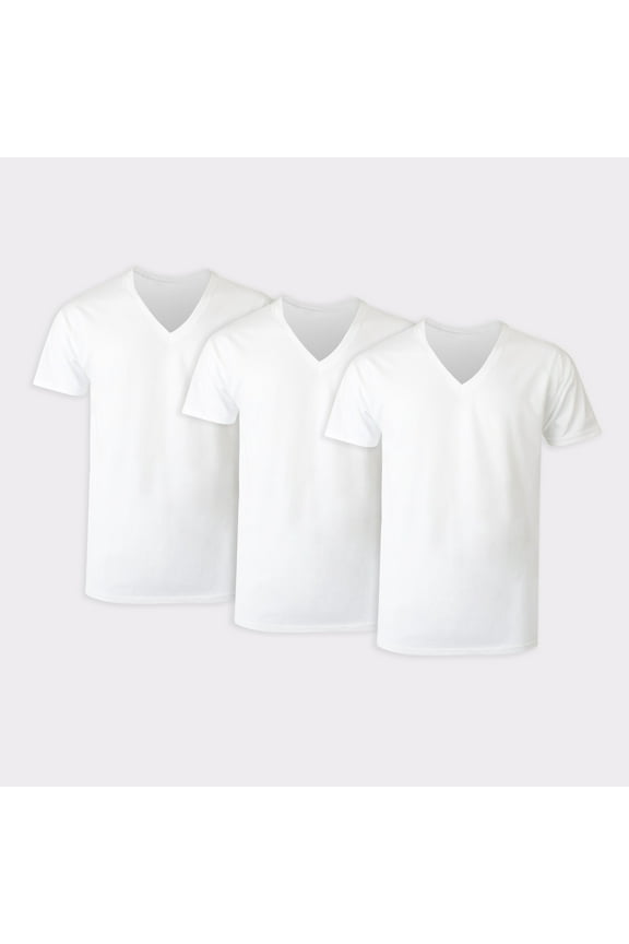 Tall Man T-Shirt Undershirt, 3-Pack, Cotton V-Neck Undershirts, White (Big & Tall Sizes)