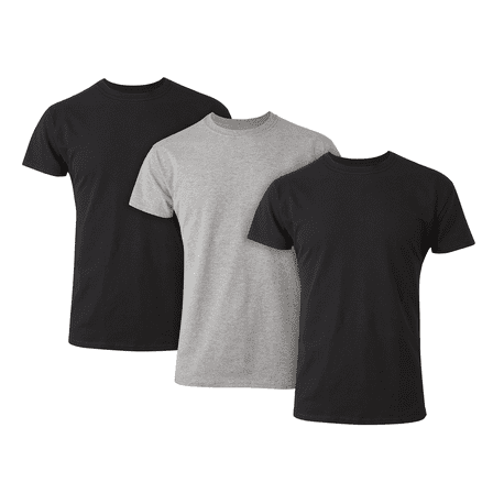 Tall Man T-Shirt, 3-Pack, Long Length Cotton Undershirt, Black/Grey (Big & Tall Sizes)