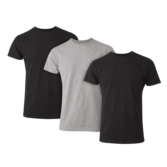 Tall Man T-Shirt, 3-Pack, Long Length Cotton Undershirt, Black/Grey (Big & Tall Sizes)