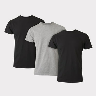Hanes Tall Man Long Length Cotton Undershirt, Crewneck, Black/Grey, 3-Pack (Big & Tall Sizes)