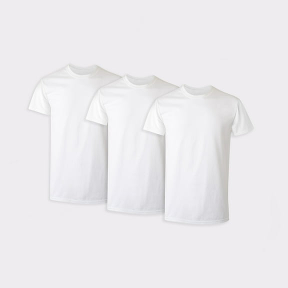 Tall Man Cotton Undershirt, Longer Length, Crewneck, White, 3-Pack (Big & Tall Sizes)