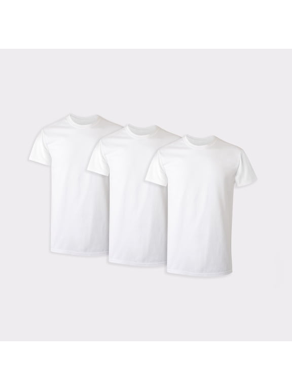 Tall Man Cotton Undershirt, Longer Length, Crewneck, White, 3-Pack (Big & Tall Sizes)