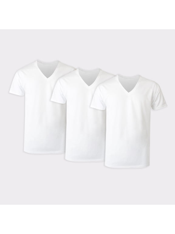 Tall Man T-Shirt Undershirt, 3-Pack, Cotton V-Neck Undershirts, White (Big & Tall Sizes)