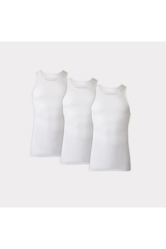 Tall Man Tank Undershirt Pack with Longer Length, Cotton, 3-Pack (Big & Tall Sizes)