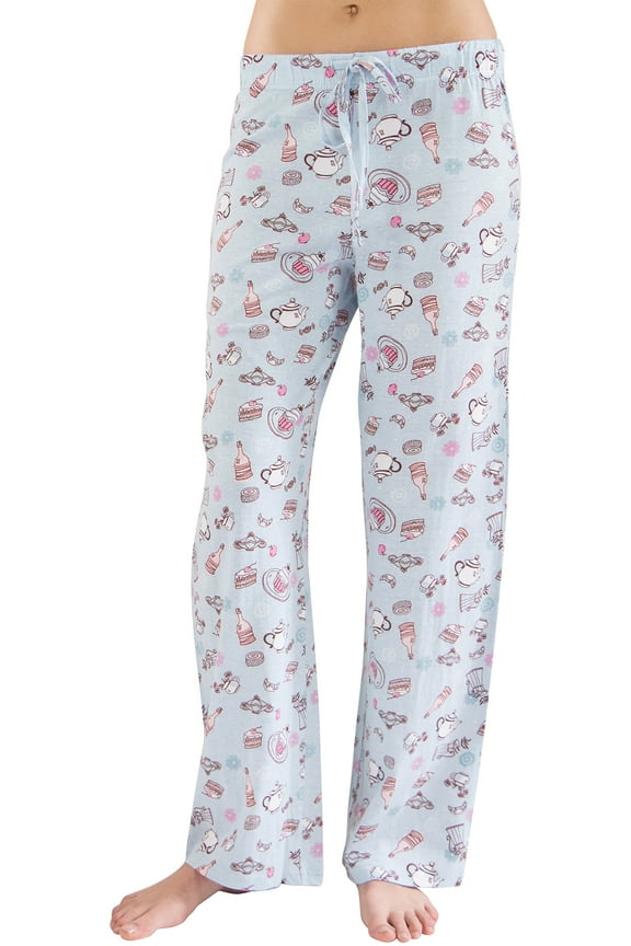 Hanes Women's Tea Party Tossed All-Over Graphic Print Sleep Pajama Pants Loungewear