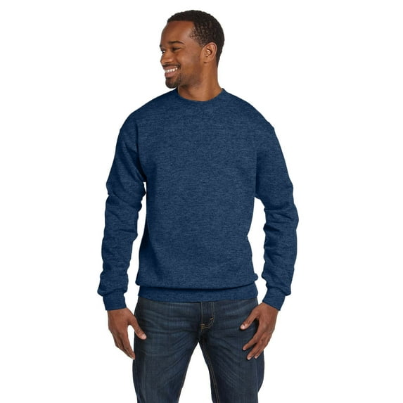 Hanes, The Unisex 7.8 oz., Ecosmart® 50/50 Crewneck Sweatshirt - HEATHER NAVY - S
