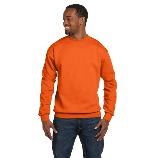Hanes, The Unisex 7.8 oz., EcosmartÂ® 50/50 Crewneck Sweatshirt - ORANGE - M