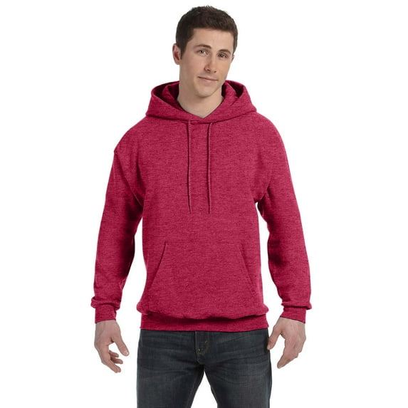 Hanes, The Unisex 7.8 oz., Ecosmart® 50/50 Pullover Hooded Sweatshirt - HEATHER RED - S