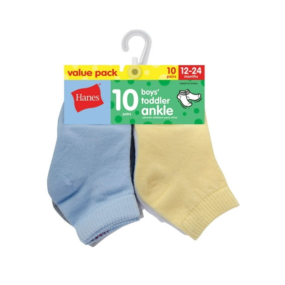 Hanes Toddler Boy Ankle Socks, 10 Pack, Sizes 6M-5T