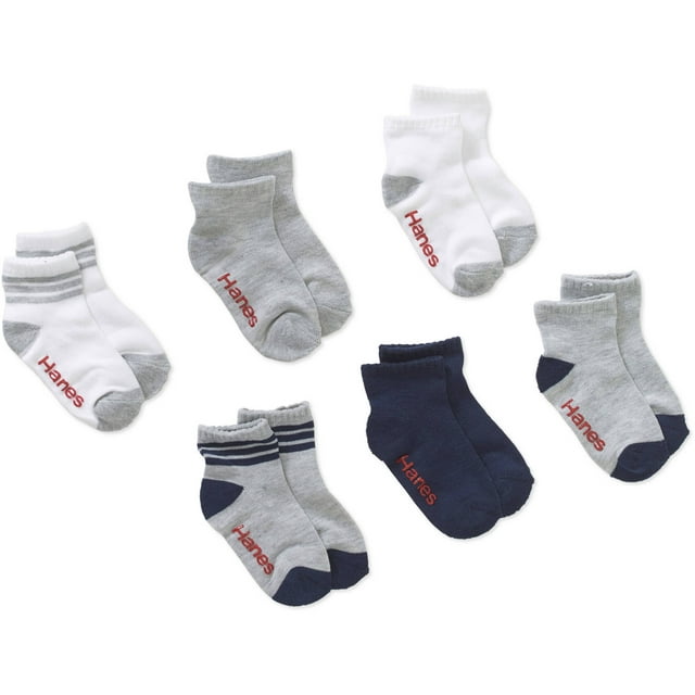 Hanes Toddler Boy Ankle Socks, 6 Pack, Sizes 6M-5T