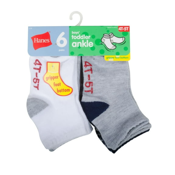 Hanes Toddler Boy Ankle Socks, 6 Pack, Sizes 6M-5T