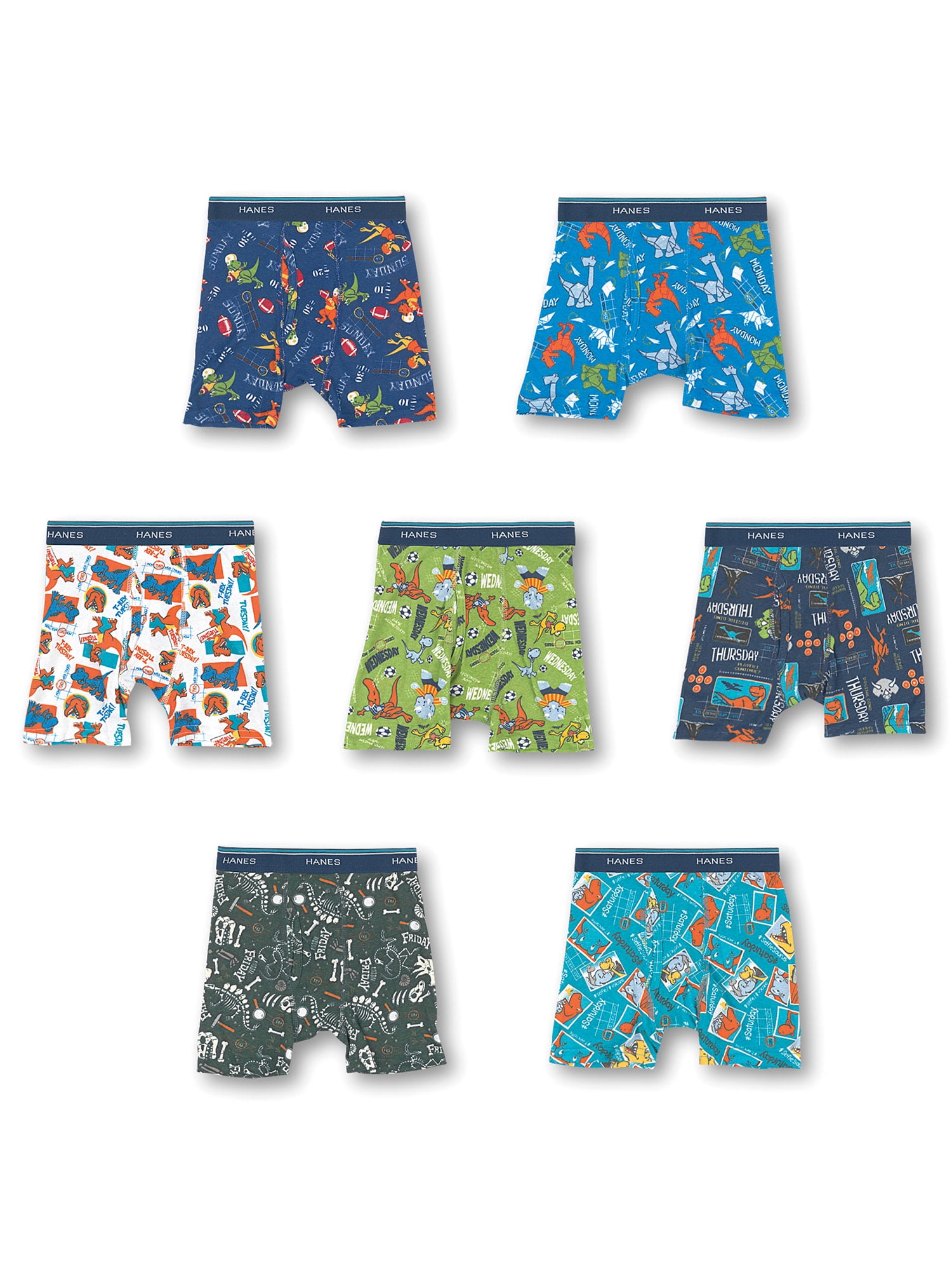 Hanes Toddler Boy Days of the Week Boxer Brief Underwear, 7+1 Bonus