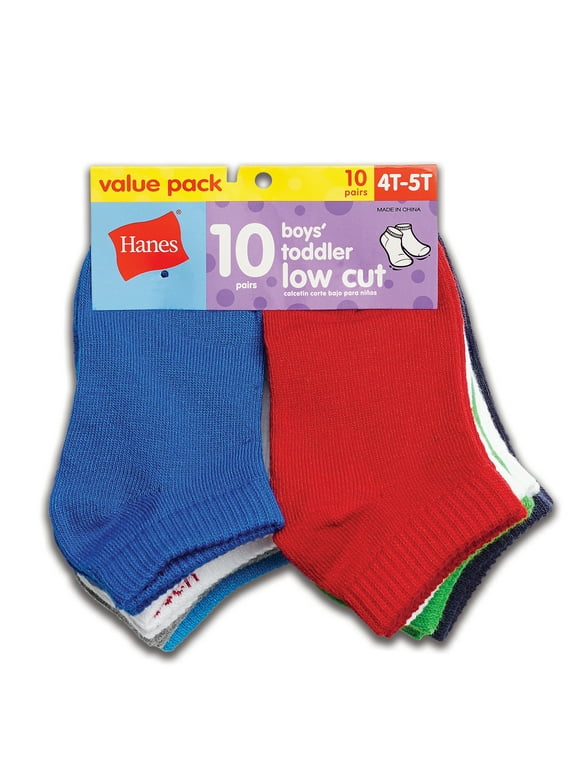 Hanes Toddler Boy Low Cut Socks, 10-Pack