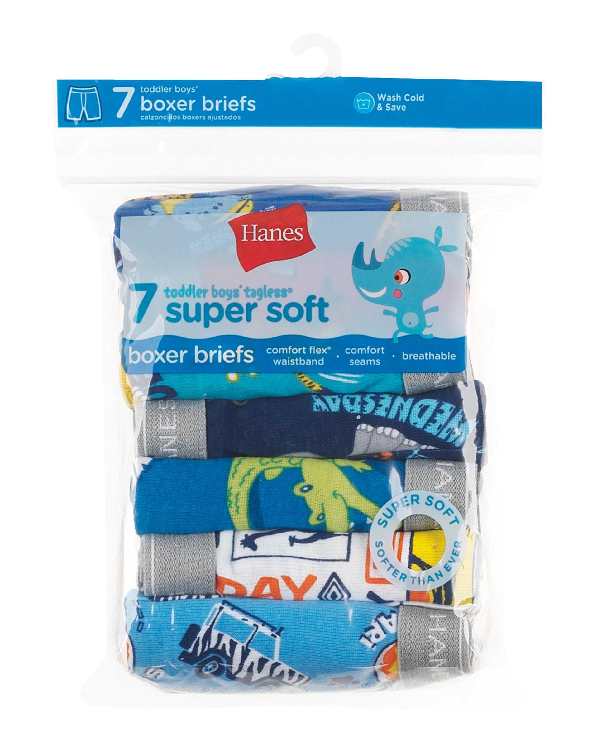 Hanes Toddler Boys' Boxer Brief Underwear, 7Pack Assorted 2/3T