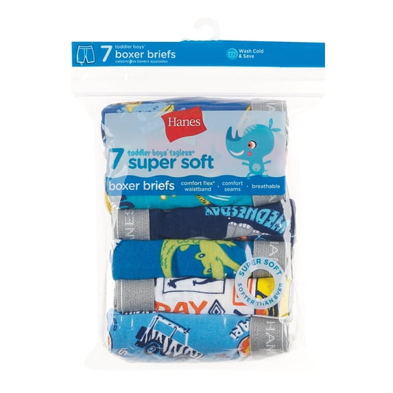 Hanes Toddler Boys' Boxer Brief Underwear, 7-Pack Assorted 2/3T