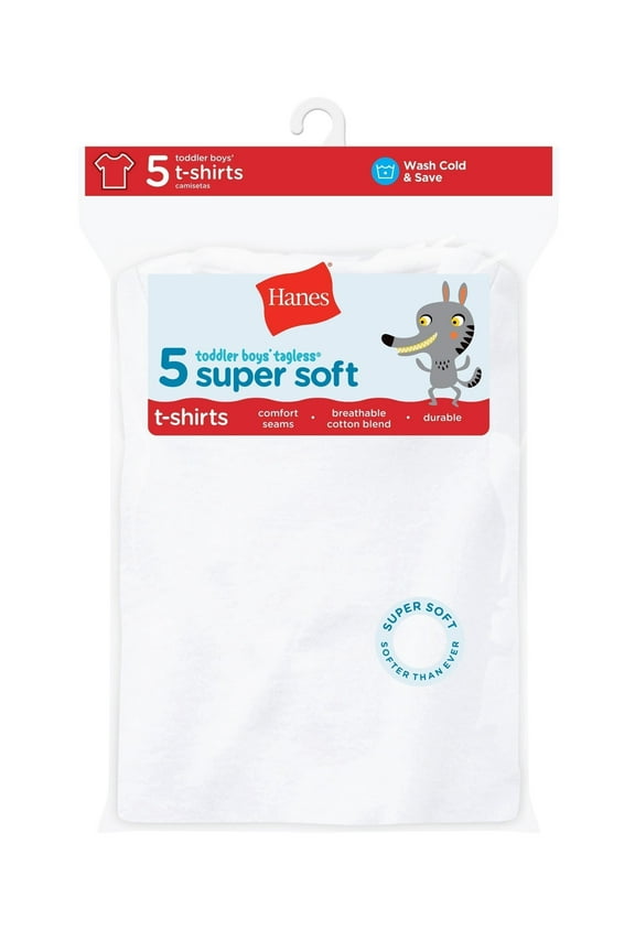 Toddler Boys Undershirt 5-Pack Crewneck T-Shirt Top Assorted Color Prints