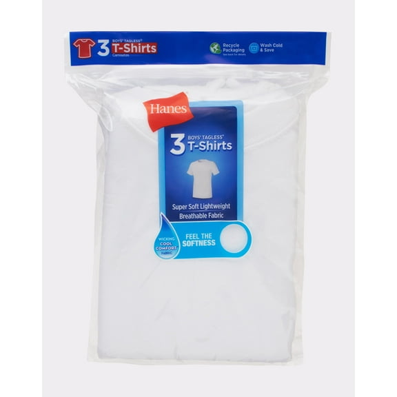 Hanes Toddler Boys Crewneck T-Shirt 3 Pack Undershirts ComfortSoft White 2T-4T