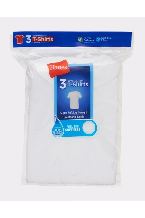 Toddler Boys Crewneck T-Shirt 3 Pack Undershirts ComfortSoft White 2T-4T