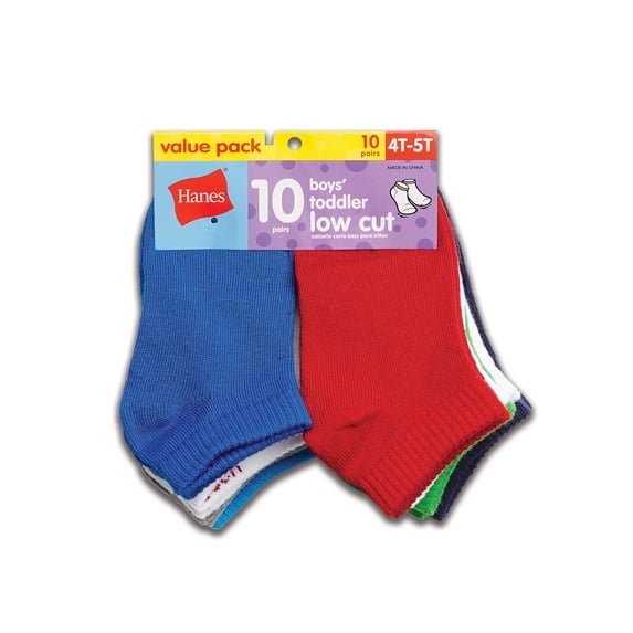 Hanes Toddler Boys Low Cut Socks, 10-Pack
