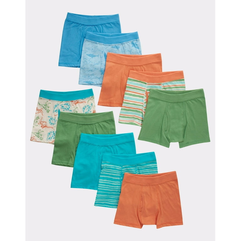 Hanes Toddler Boys' Pure Comfort Organic Cotton Boxer Brief Underwear,  Assorted, 10-Pack 4 