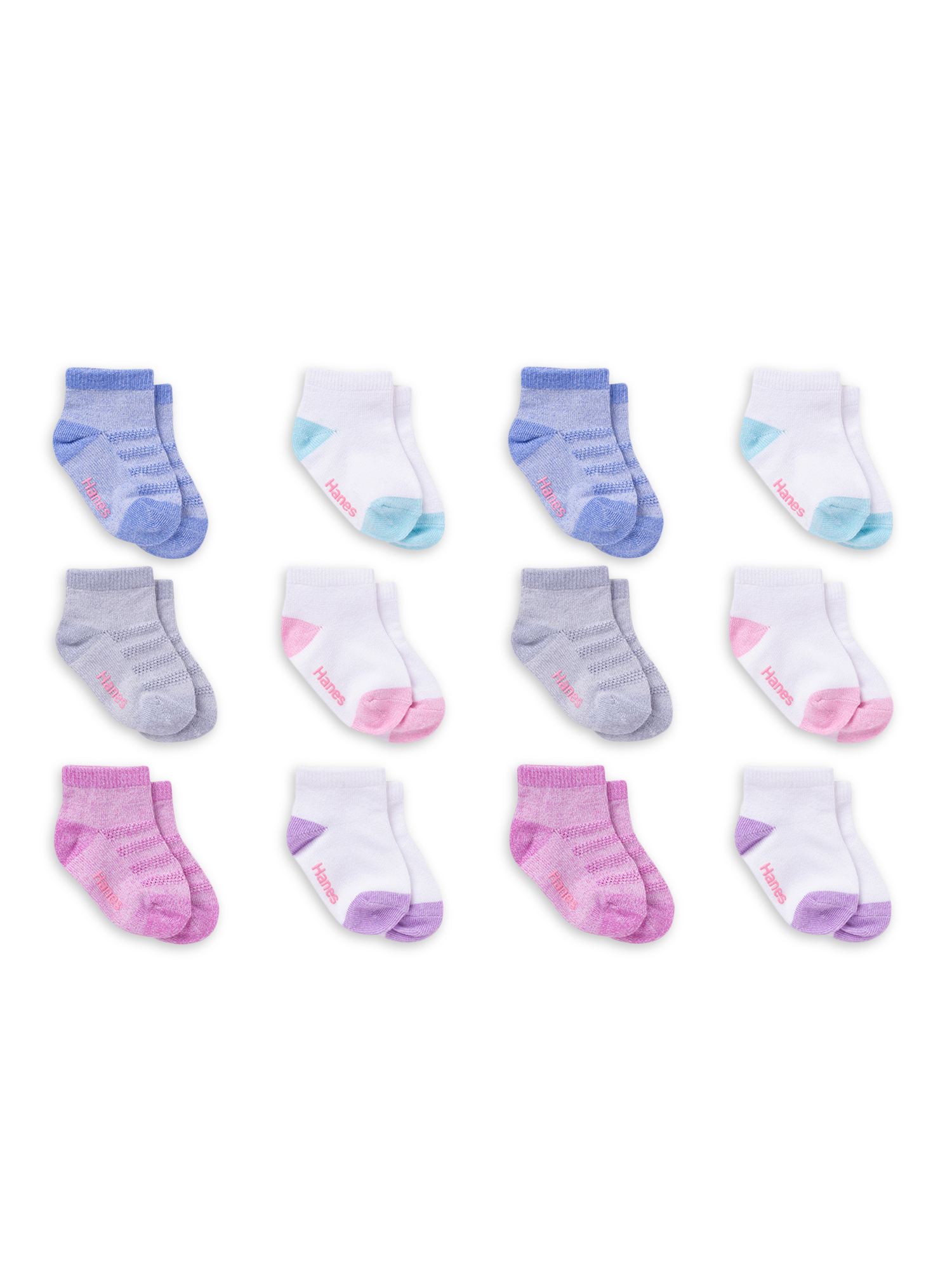 Hanes Toddler Girl Ankle Socks, 12 Pack, Sizes 6M-5T - image 1 of 4