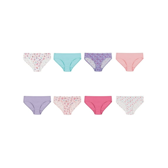 Hanes Girls Ultimate Pure Comfort Organic Cotton Hipster 8-Pack, 10, Assorted