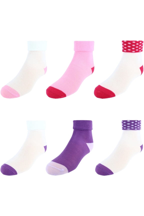Toddler Girl Turn-Cuff Socks, 6 Pack, Sizes 6M-5T