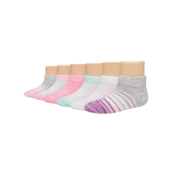 Hanes Toddler Girls' Low Cut Socks 6-Pack Assorted 2/3T