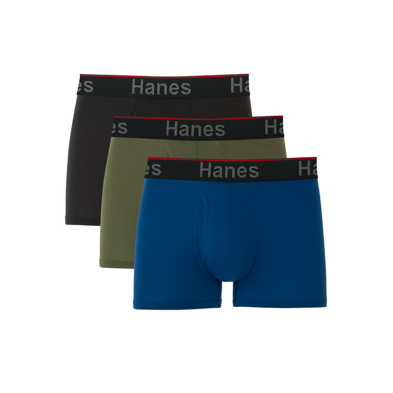 Hanes Originals Men’s Boxer Briefs, Moisture-Wicking Stretch Cotton, 3-Pack