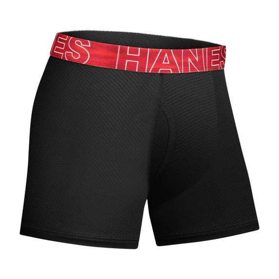 Hanes Boys Underwear Boxer Briefs, 5-Pack, Moves Breathable Mesh, X-Temp, Black