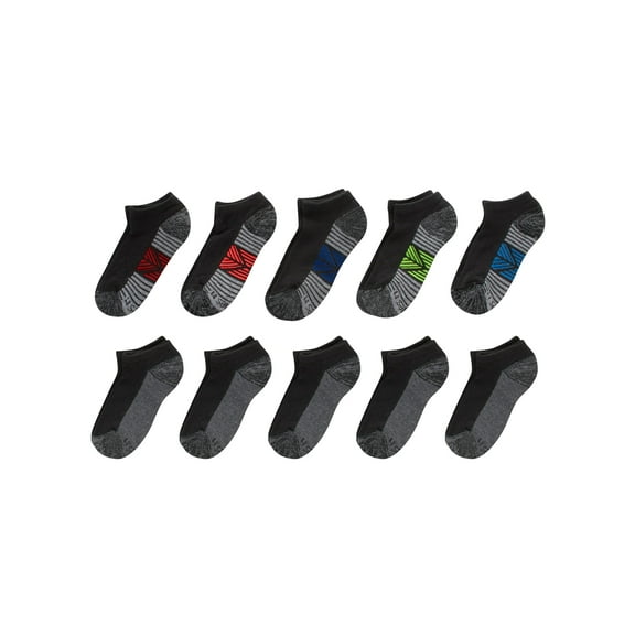 Hanes Ultimate Double Tough Boys' No Show Socks, 10-Pairs Black L