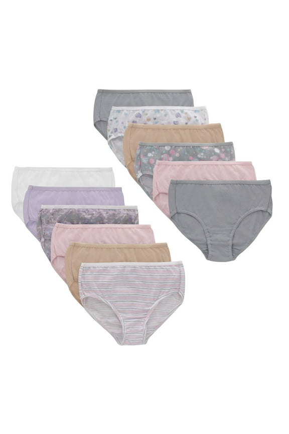 Girls Hanes® 12 Pack Ultimate Assorted Prints & Solids Cotton Briefs Underwear Color: Multi Size: 16