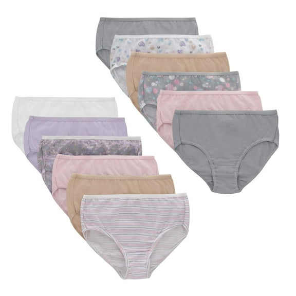 Girls Hanes® 12 Pack Ultimate Assorted Prints & Solids Cotton Briefs Underwear Color: Multi Size: 16