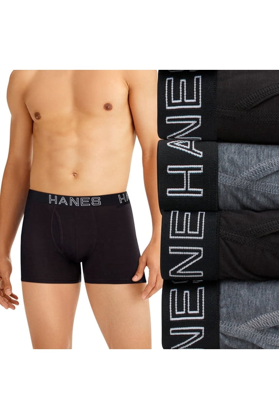 Ultimate 4-Pack Men's Comfort Flex Fit Total Support Pouch Trunks Color: Black Grey Size: M