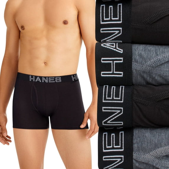 Hanes Ultimate 4-Pack Men's Comfort Flex Fit Total Support Pouch Trunks Color: Black Grey Size: XXL
