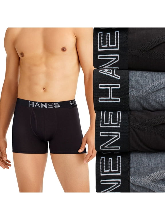 Ultimate 4-Pack Men's Comfort Flex Fit Total Support Pouch Trunks Color: Black Grey Size: XXL