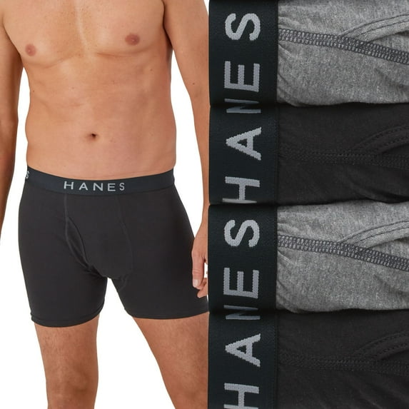 Hanes Ultimate 4-Pack Men's ComfortBlend Boxer Brief Underwear Color: Black Gray Size: M