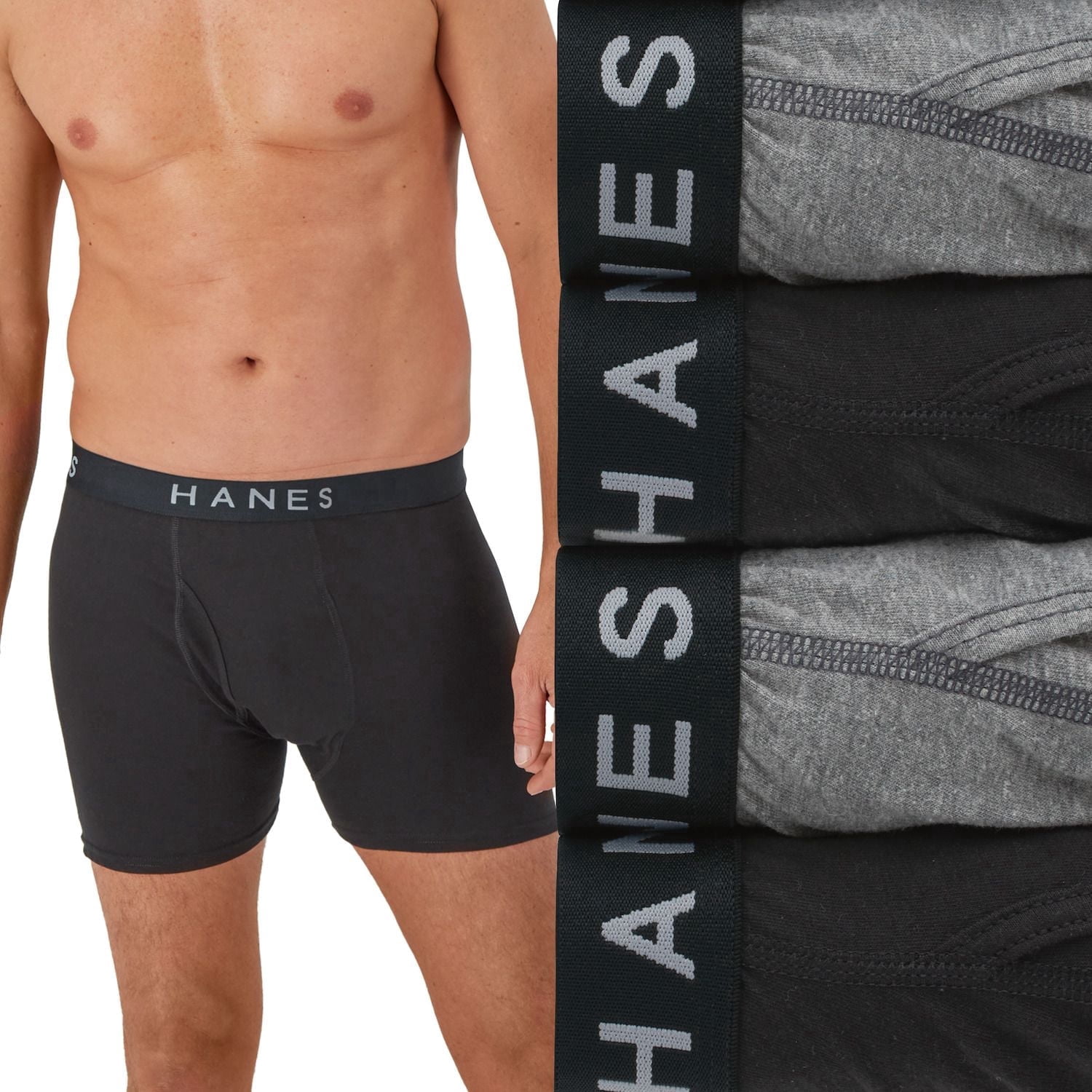 Hanes® 4 Pack Ultimate ComfortBlend Boxer Brief Underwear Color: Black ...