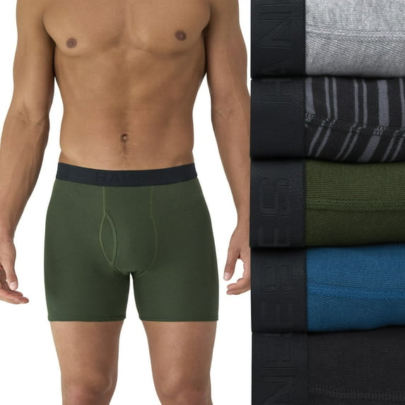 Men's Hanes® 5-Pack Ultimate Ringer Style Moisture-Wicking Boxer Brief Underwear Color: Stripe Size: M