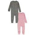 thumbnail image 1 of Hanes Ultimate Baby Flexy 2 Pack Sleep and Play Suits, Pink Shapes, 0-6 Months, 1 of 4