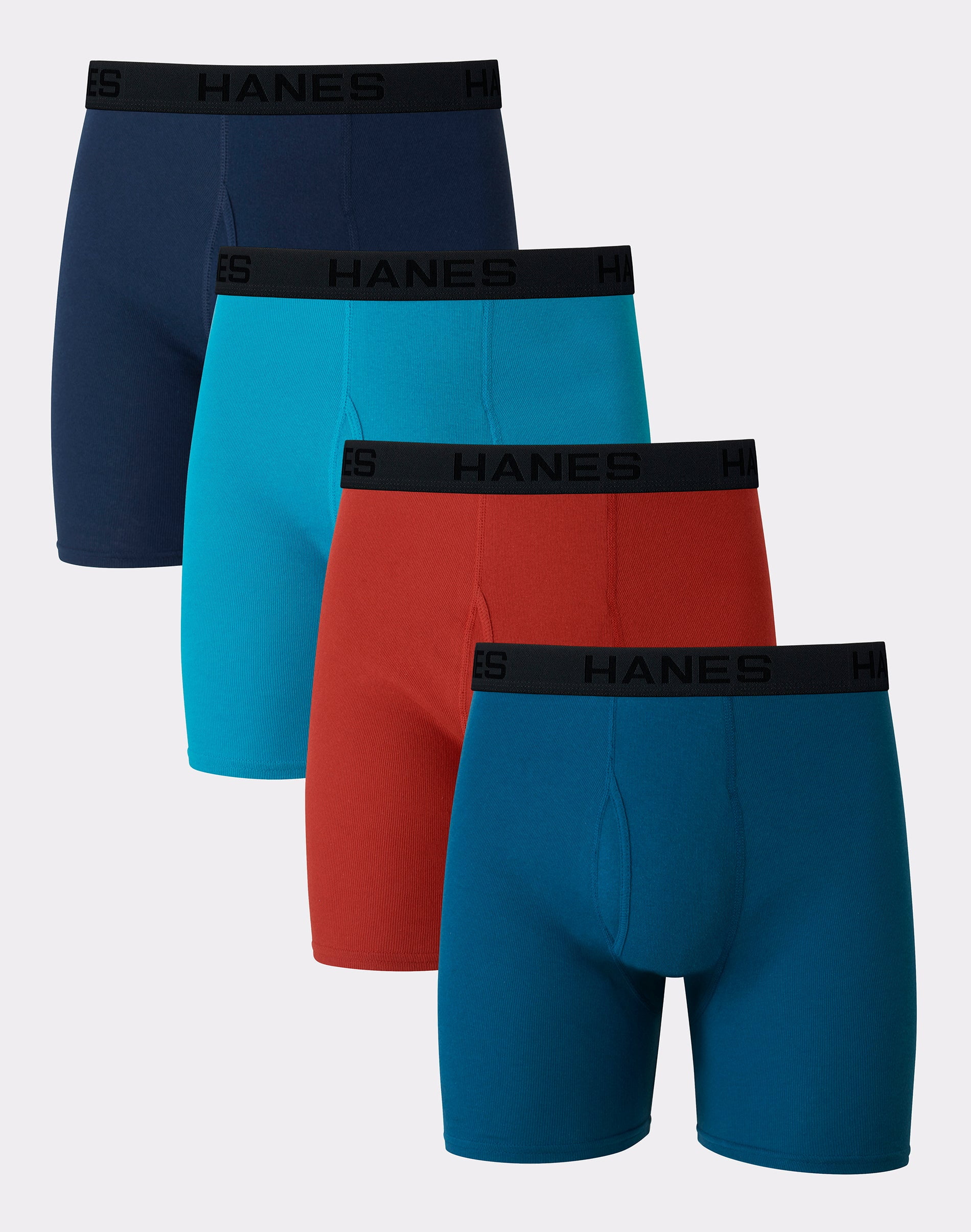 Hanes Ultimate Big Men’s Cotton Boxer Brief Underwear, Blue/Red, 4-Pack ...